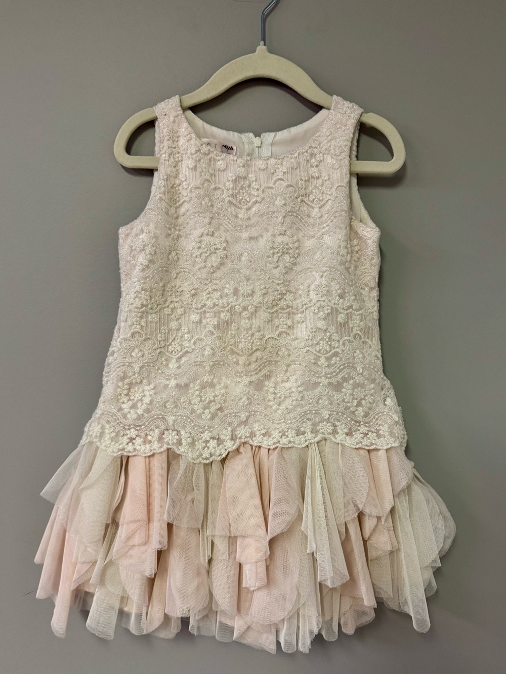 Biscotti Lace Bodice & Layered Tulle Dress - Blush